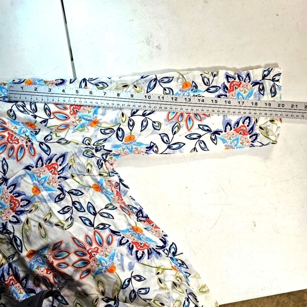 Daniel Rainne Pastel Paisley Floral 3/4 Sleeves Casual Office Medium Top - Picture 8 of 12
